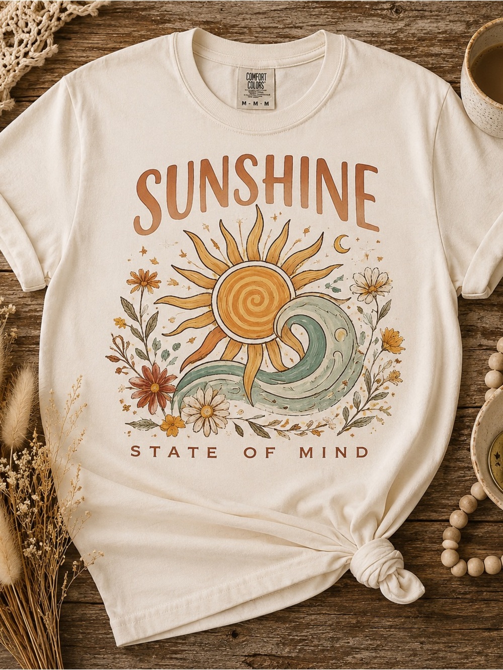 Sunshine State of Mind Comfort Colors Tee | Coastal Beach Boho Shirt